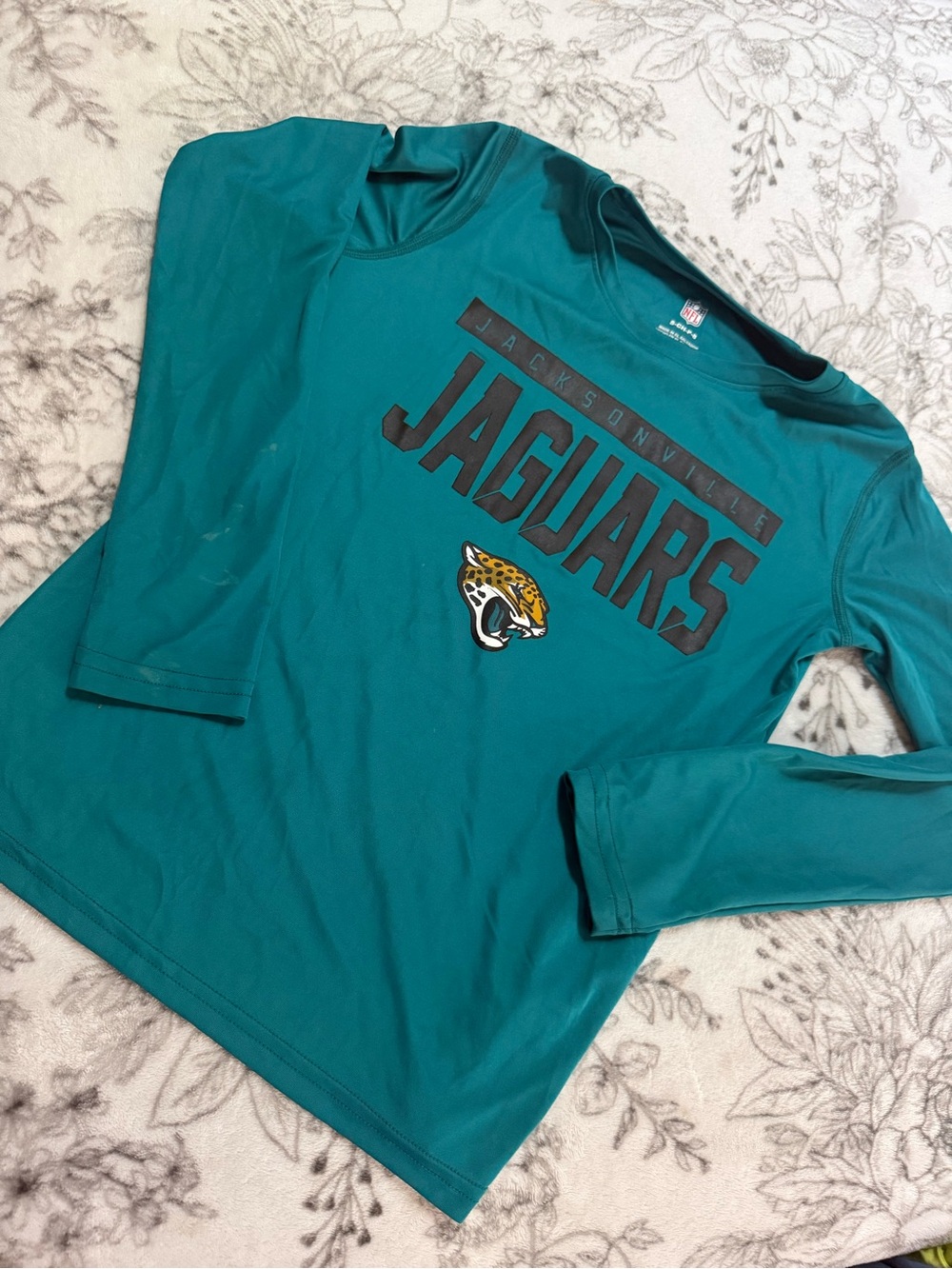 NFL Jacksonville Jaguars Teal Long Sleeve Tee with Logo